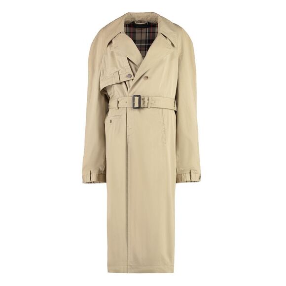 Asymmetrical Beige Cotton Trench Jacket for Women - Picture 1 of 4